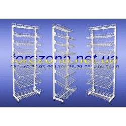 Стеллаж прикасовий з корзинами, односторонній на 60см.(білий)